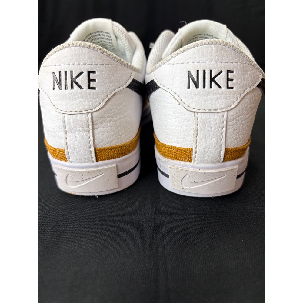 Nike Court Legacy Low White Black Mustard Yellow Canvas Trim Sneakers DH3161-100 - Picture 5 of 16